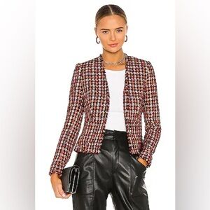 L'AGENCE Red and Black Houndstooth Adette Jacket SZ 2